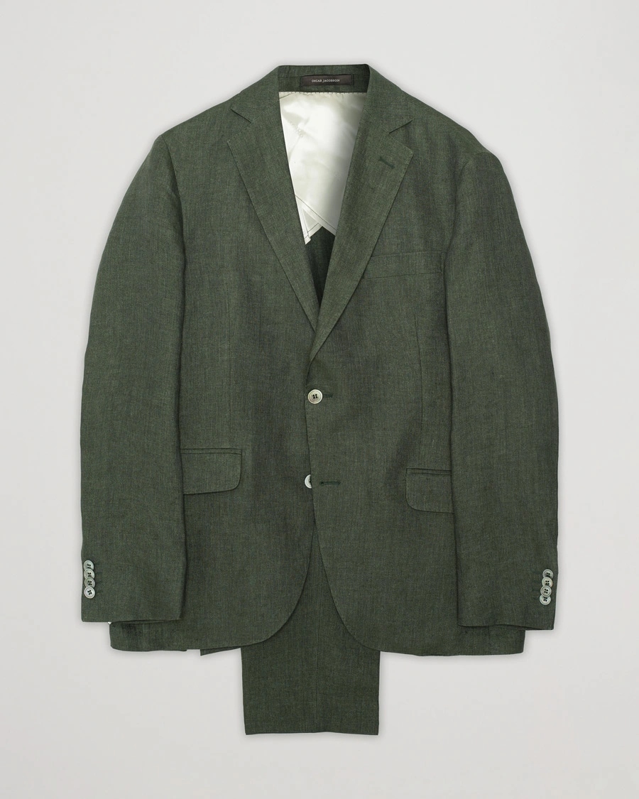 Herren | Sakkos | Pre-owned | Oscar Jacobson Ferry Linen Suit Green 50