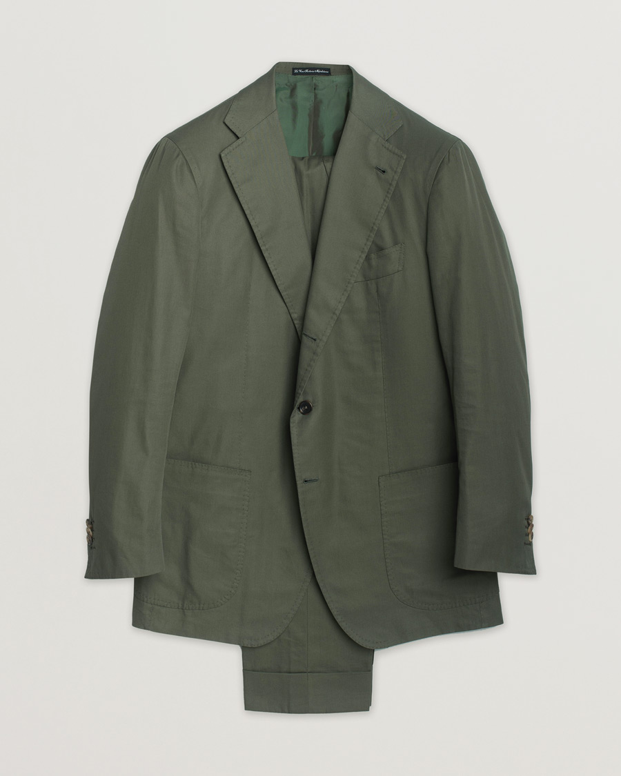 Herren | Orazio Luciano Cotton Suit Green 50 | Pre-owned | Orazio Luciano Cotton Suit Green 50