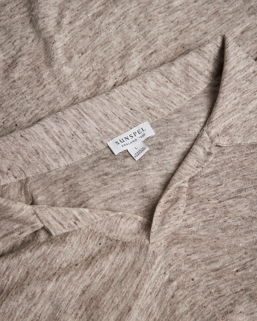 Herren | Poloshirts | Pre-owned | Sunspel Linen Polo Shirt Oatmeal Melange