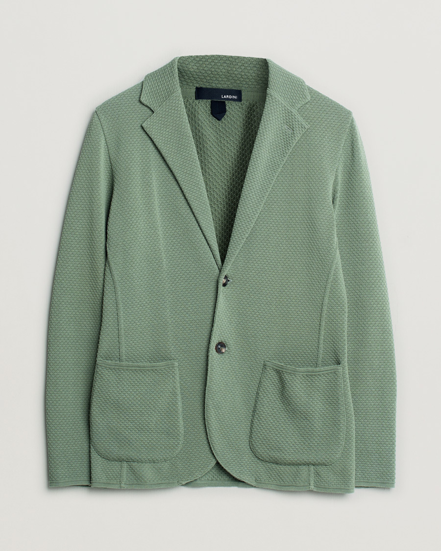 Herren | Lardini Knitted Structure Cotton Blazer Soft Green | Pre-owned | Lardini Knitted Structure Cotton Blazer Soft Green