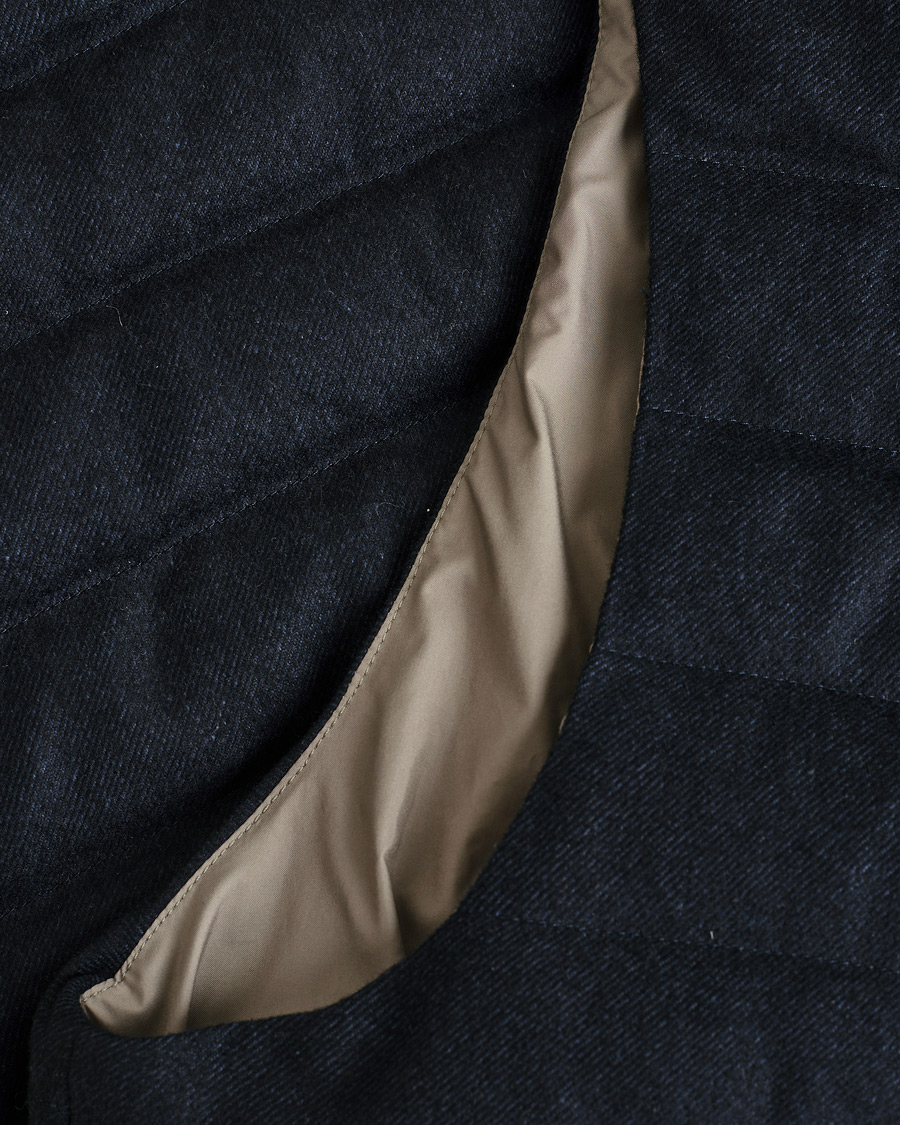 Herren | Pre-owned Jacken | Pre-owned | Herno Hooded Flannel Cashmere & Silk Vest Navy 52