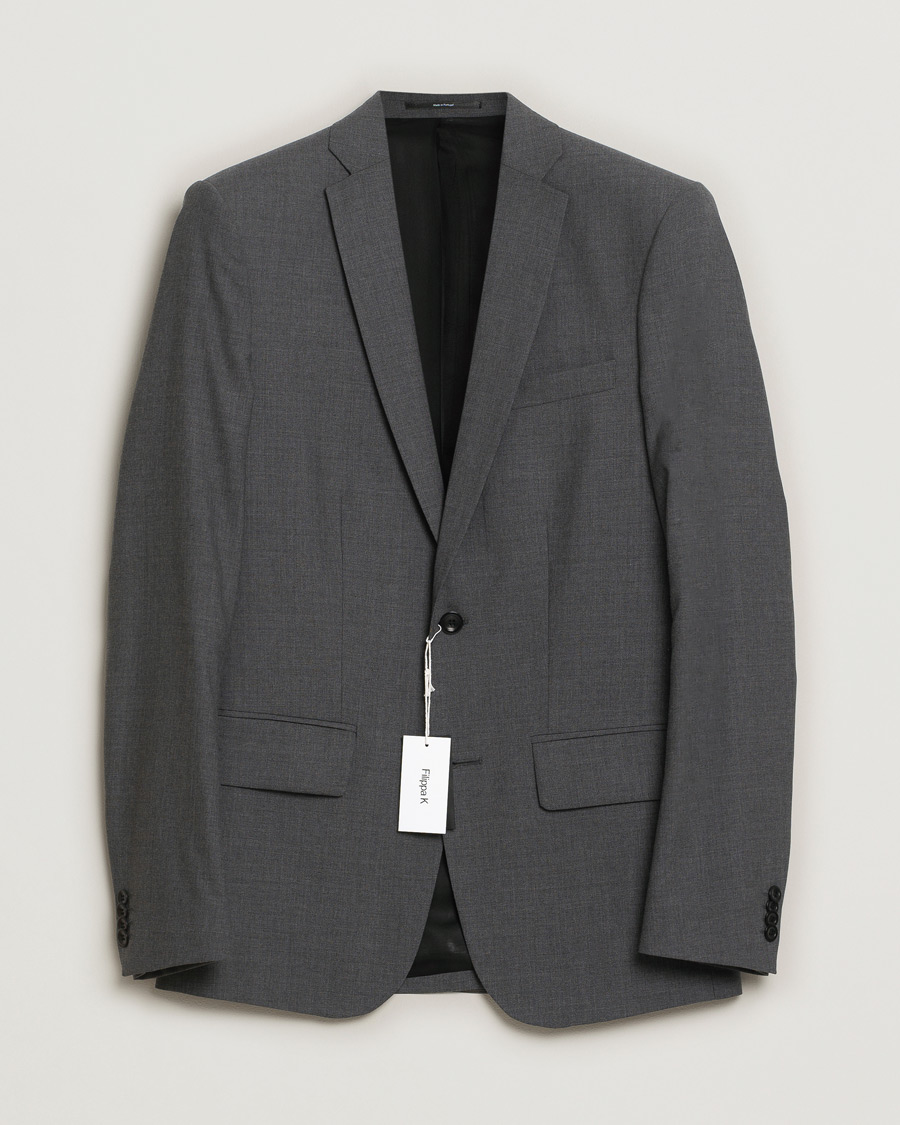 Herren | Filippa K Tom Cool Wool Jacket Grey Melange 46 | Pre-owned | Filippa K Tom Cool Wool Jacket Grey Melange 46