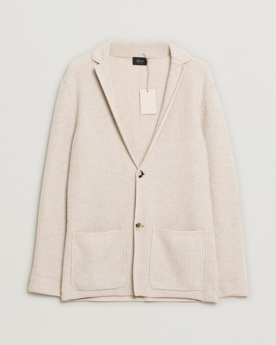 Herren | Brioni Cashmere Jacquard Cardigan Beige | Pre-owned | Brioni Cashmere Jacquard Cardigan Beige