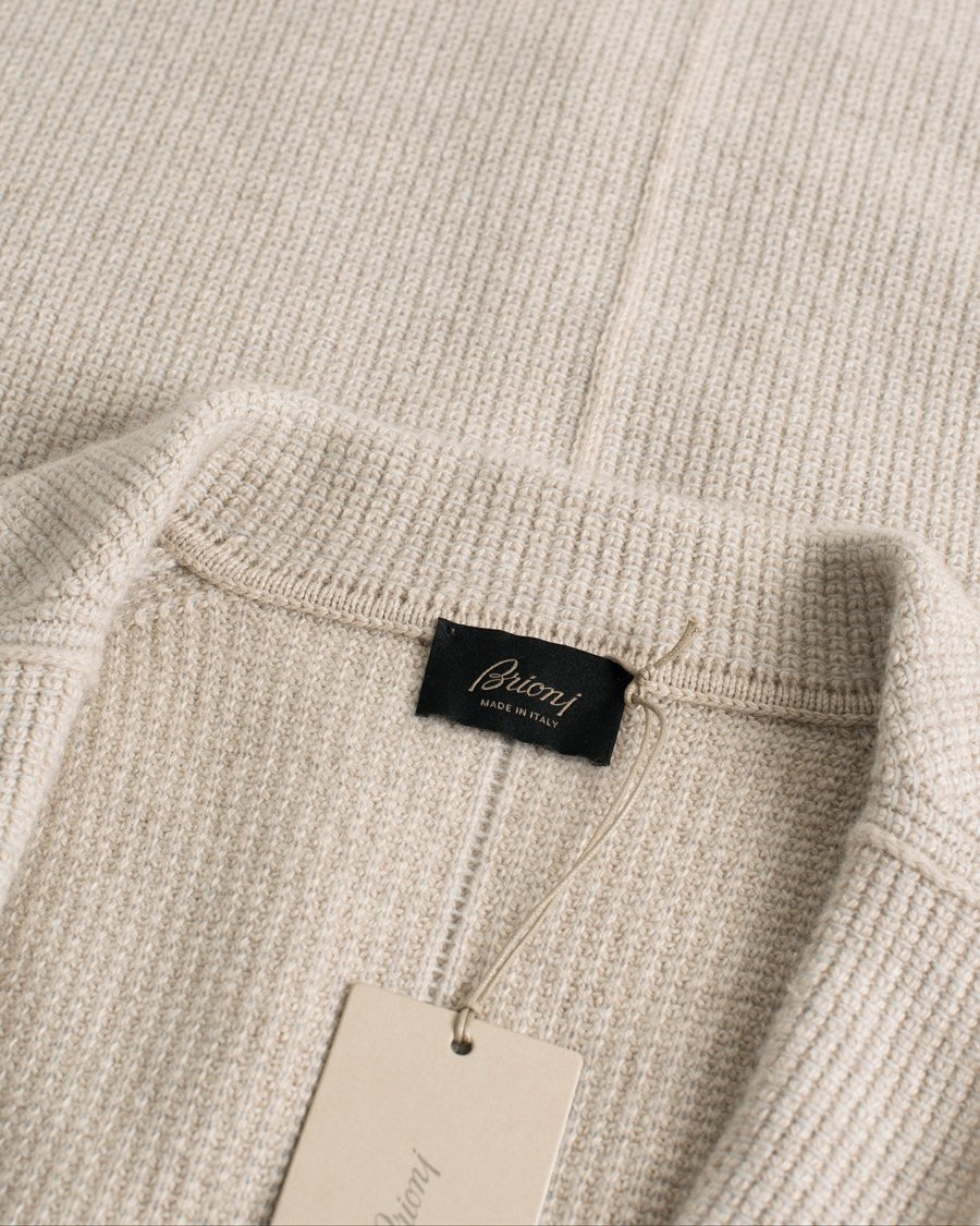 Herren | Brioni Cashmere Jacquard Cardigan Beige | Pre-owned | Brioni Cashmere Jacquard Cardigan Beige