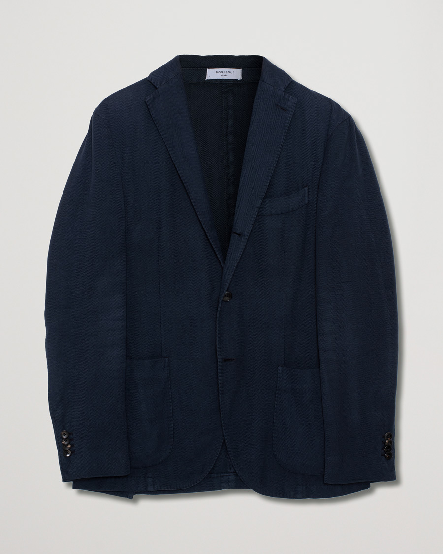 Herren | Sakkos | Pre-owned | K Jacket Herringbone Blazer Navy 48
