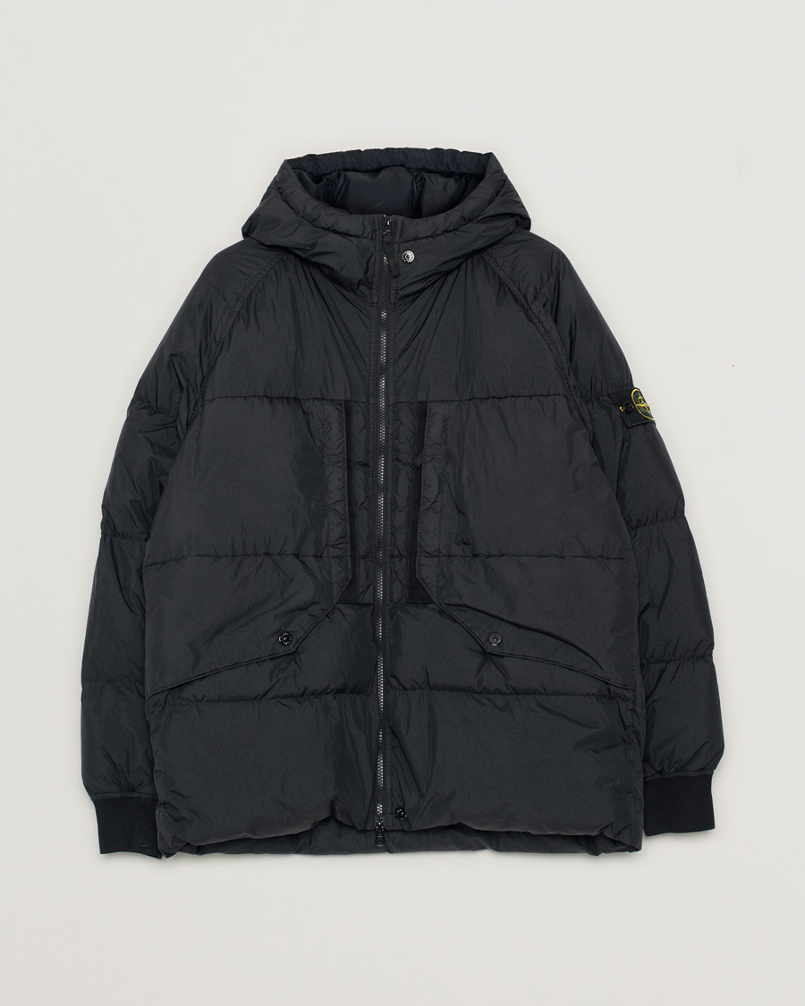 Herren | Stone Island Garment Dyed Recycled Nylon Down Jacket Black | Pre-owned | Stone Island Garment Dyed Recycled Nylon Down Jacket Black