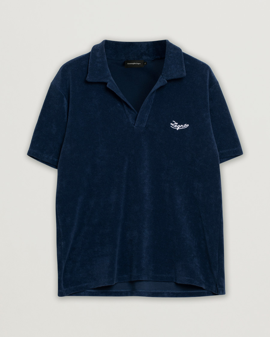 Herren | Ermenegildo Zegna Short Sleeve Terry Piquet Navy XL | Pre-owned | Ermenegildo Zegna Short Sleeve Terry Piquet Navy XL