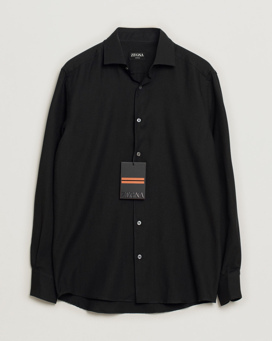 Herren | Zegna Cotton/Cashmere Casual Shirt Black | Pre-owned | Zegna Cotton/Cashmere Casual Shirt Black