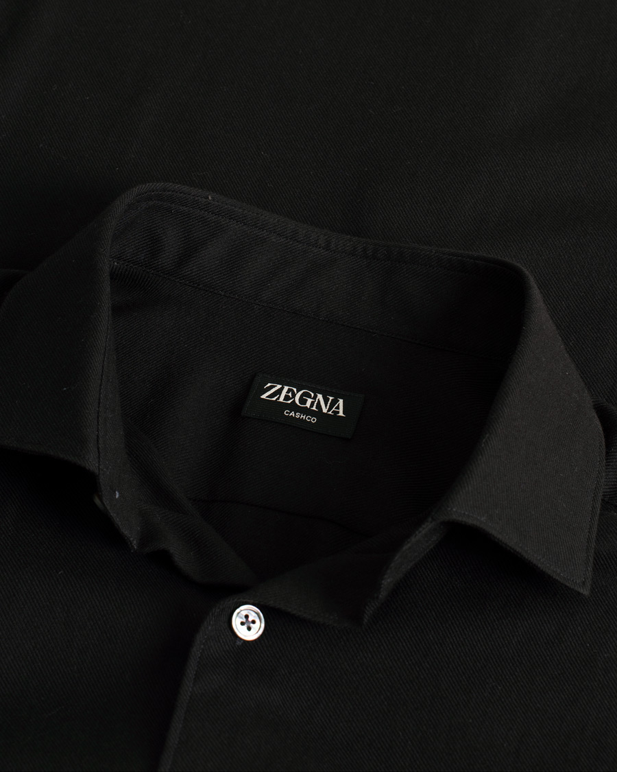 Herren | Zegna Cotton/Cashmere Casual Shirt Black | Pre-owned | Zegna Cotton/Cashmere Casual Shirt Black