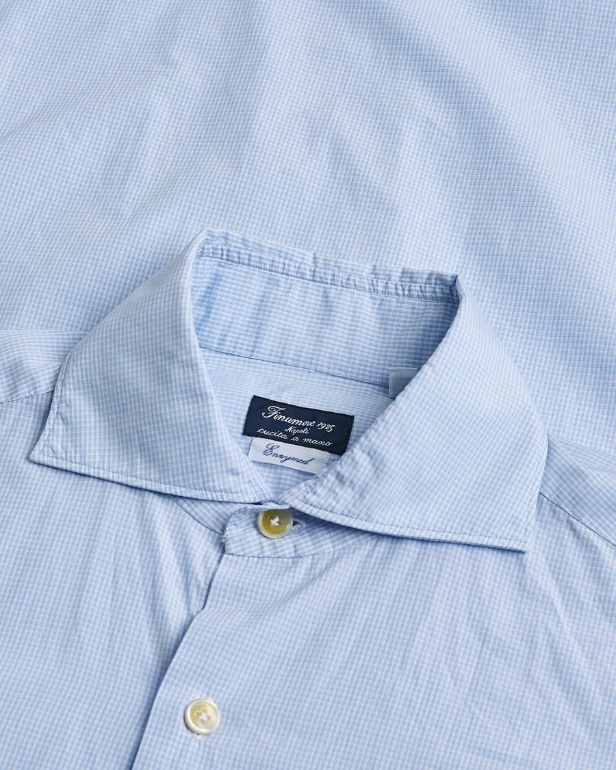 Herren | Pre-owned Hemden | Pre-owned | Finamore Napoli Milano Slim Washed Dress Shirt Blue Check