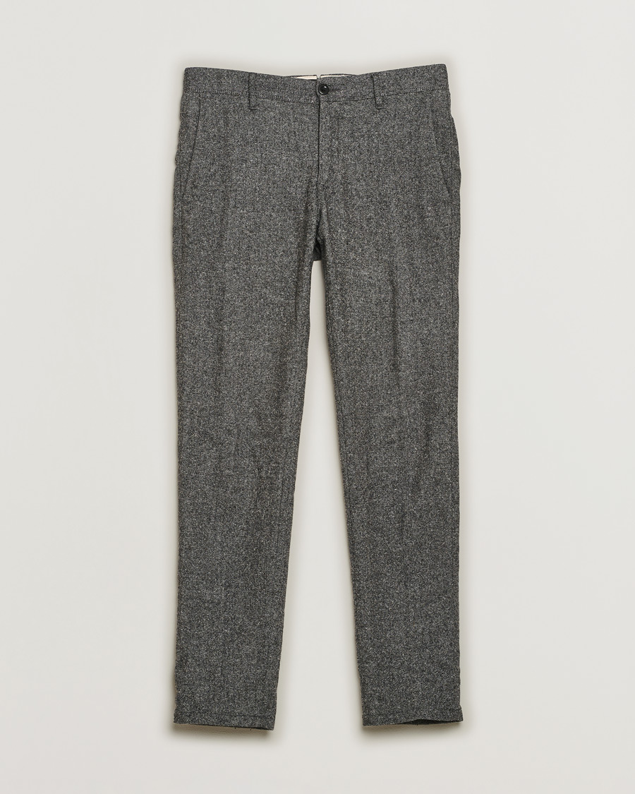 Herren | Incotex Slim Fit Washed Wool/Silk Slacks Grey Melange | Pre-owned | Incotex Slim Fit Washed Wool/Silk Slacks Grey Melange