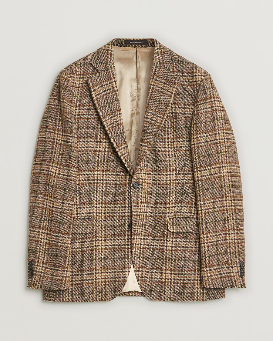 Herren | Pre-owned Sakkos | Pre-owned | Oscar Jacobson Fogerty Soft Checked Wool Blazer Brown