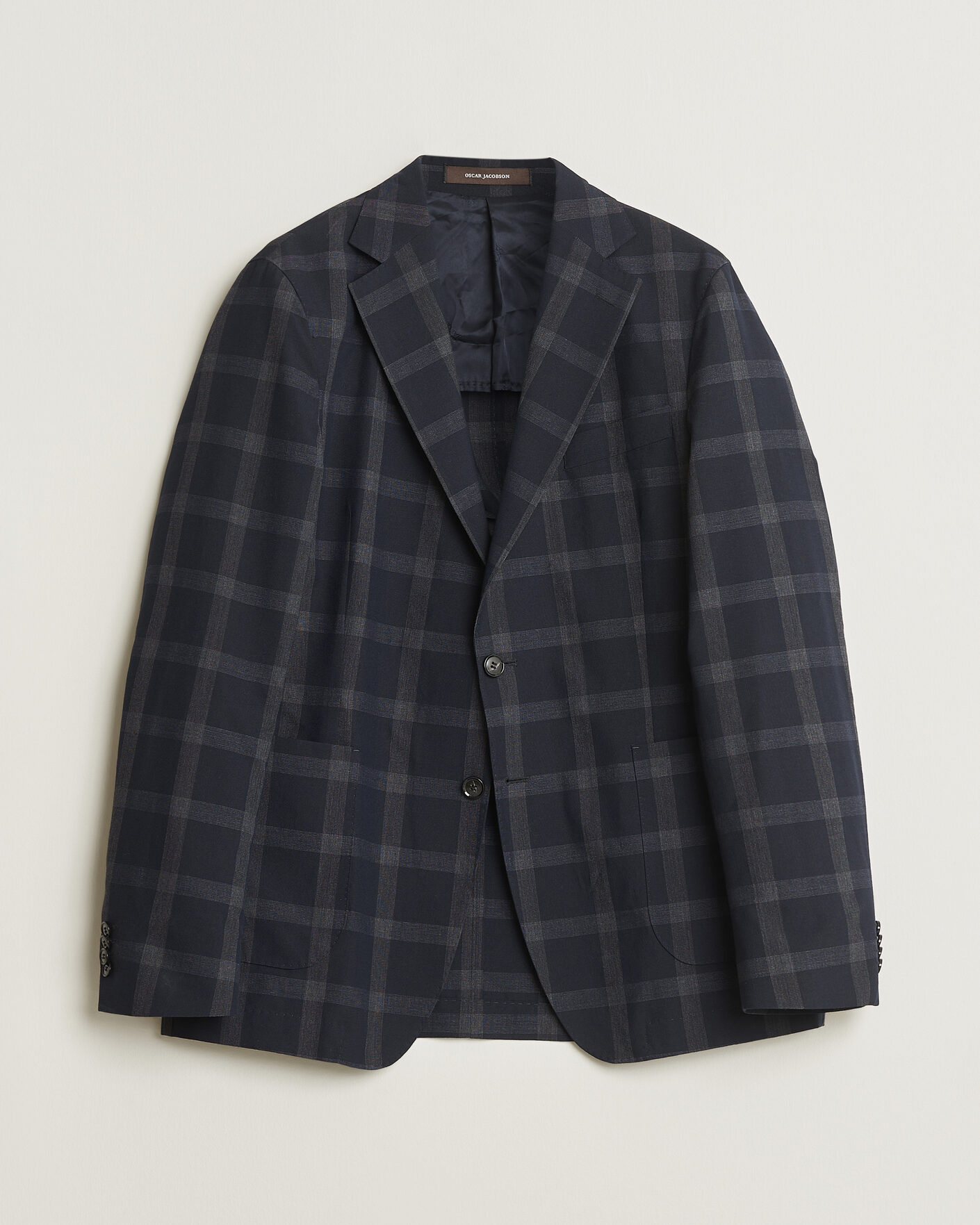 Herren | Pre-owned Sakkos | Pre-owned | Oscar Jacobson Epic Checked Wool Blazer Blue 52