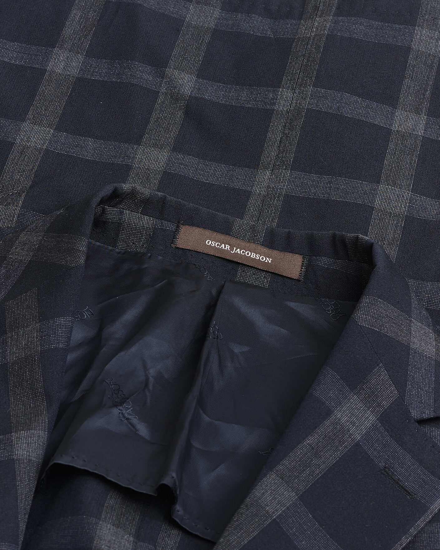 Herren | Pre-owned Sakkos | Pre-owned | Oscar Jacobson Epic Checked Wool Blazer Blue 52