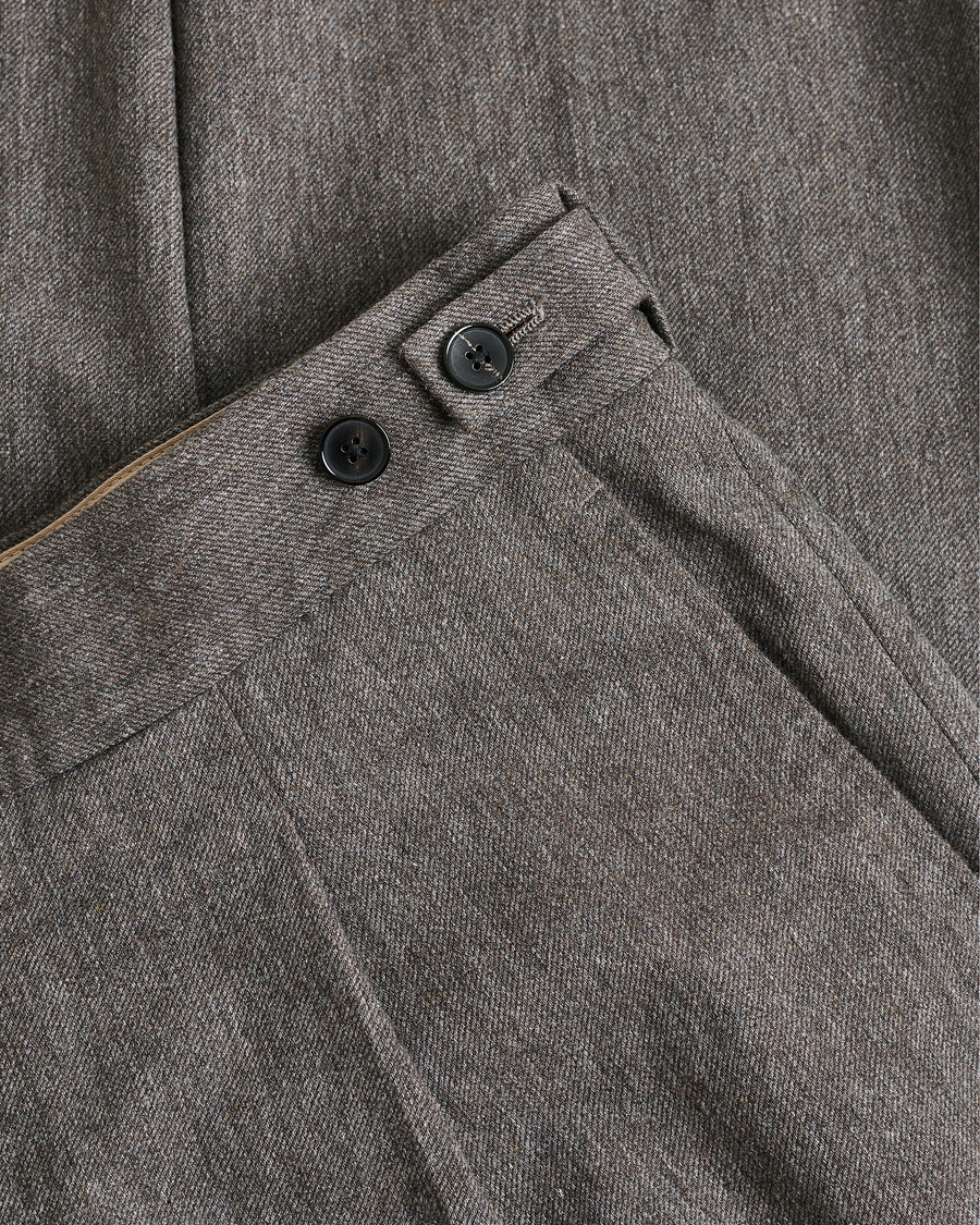 Herren | Pre-owned Hosen | Pre-owned | Lardini Wool Pleated Trousers Taupe 52