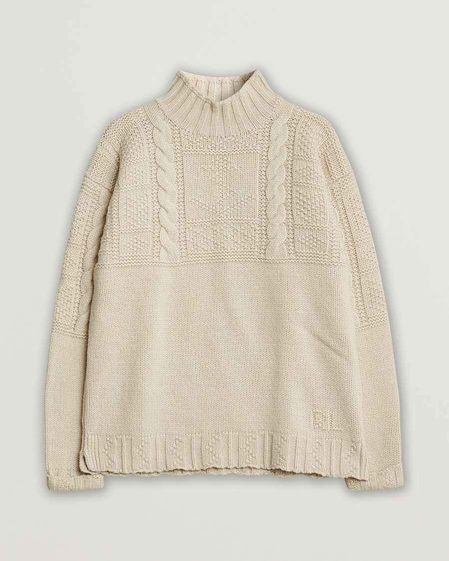 Herren | Polo Ralph Lauren Wool Knitted Aran Rollneck Cream | Pre-owned | Polo Ralph Lauren Wool Knitted Aran Rollneck Cream