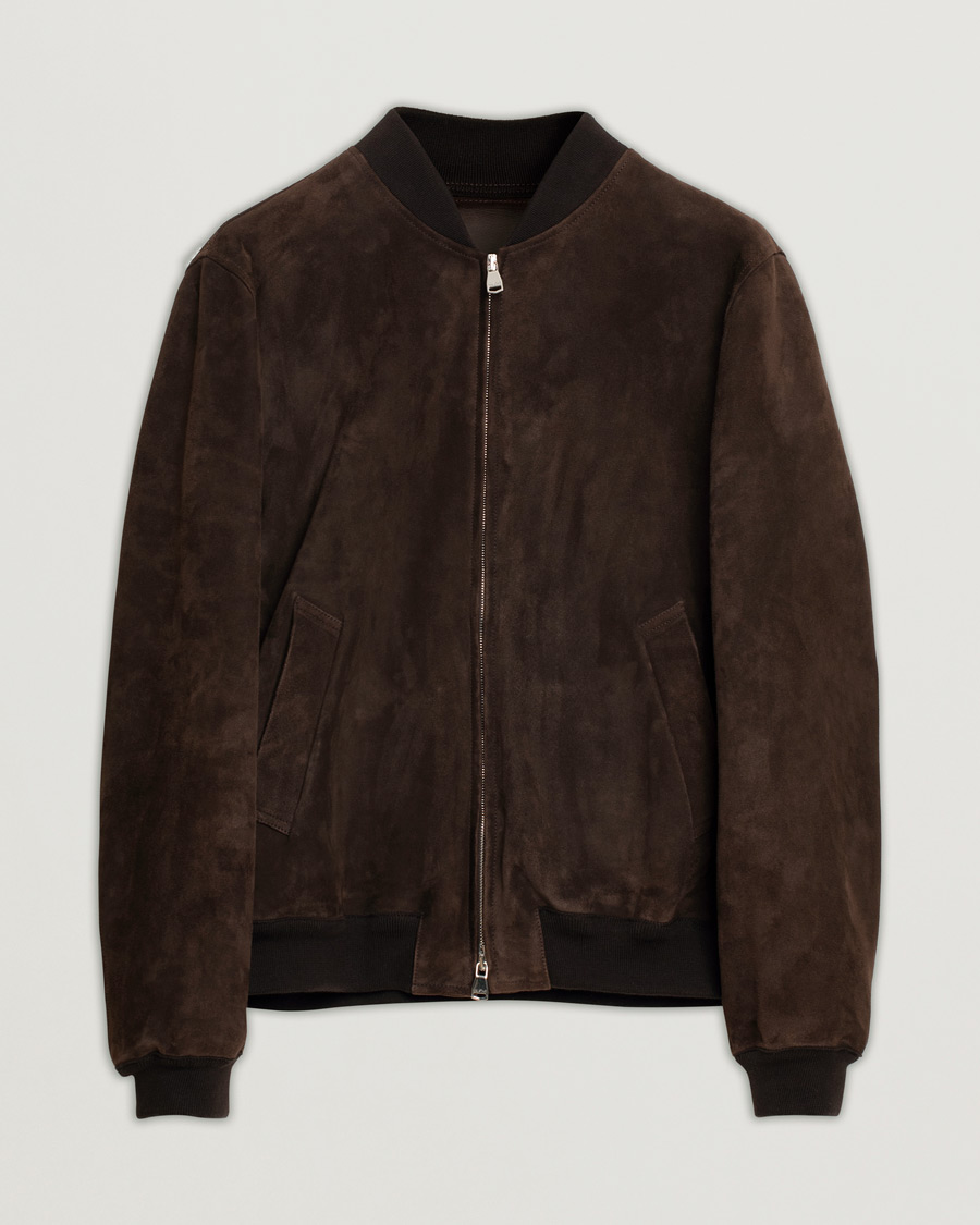Herren | Valstar Zip Suede Jacket Dark Brown | Pre-owned | Valstar Zip Suede Jacket Dark Brown