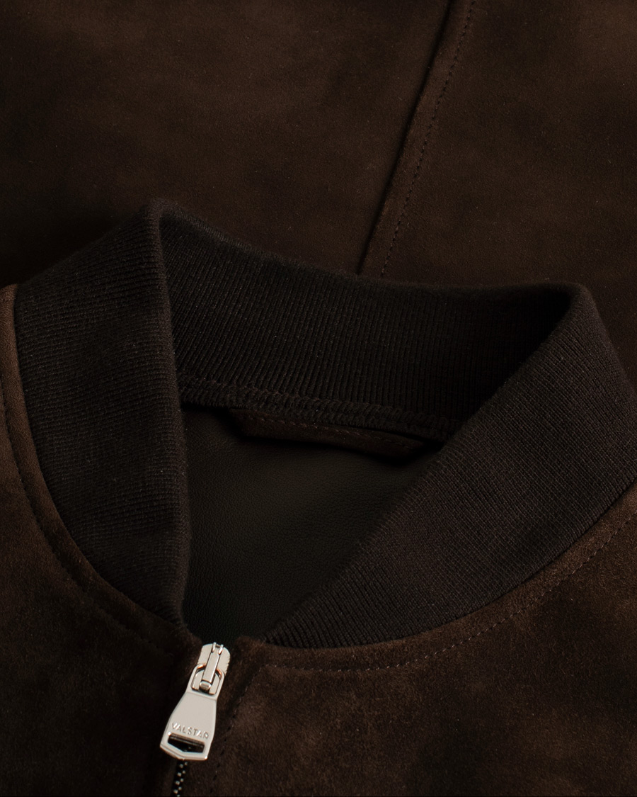 Herren | Valstar Zip Suede Jacket Dark Brown | Pre-owned | Valstar Zip Suede Jacket Dark Brown