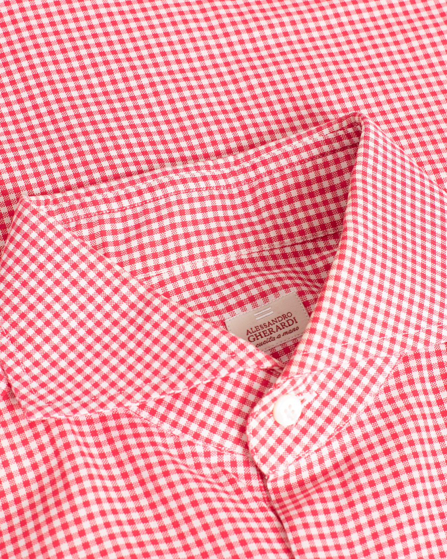 Herren | Alessandro Gherardi Slim Checked Dress Shirt Red 39 - M | Pre-owned | Alessandro Gherardi Slim Checked Dress Shirt Red 39 - M