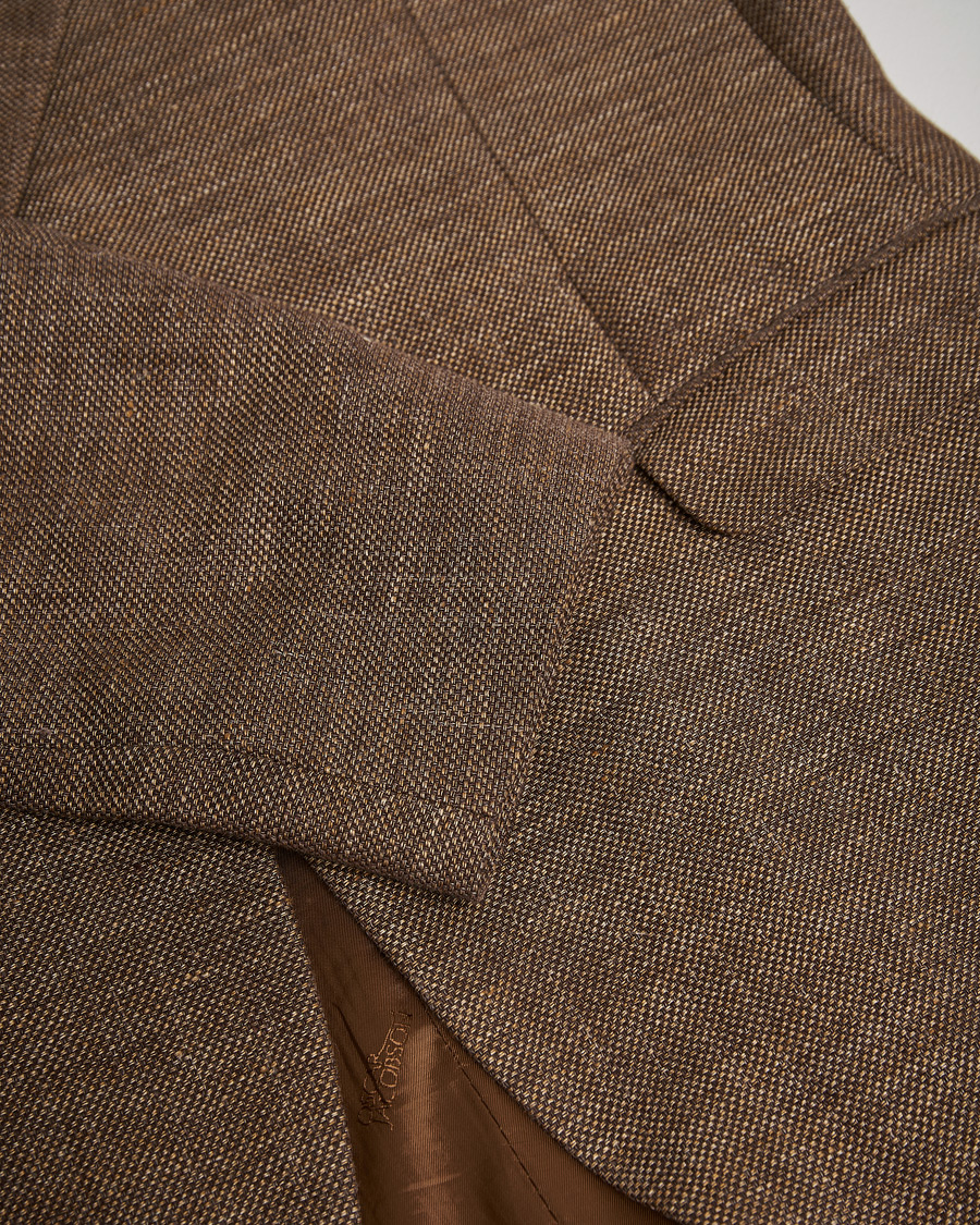 Herren | Oscar Jacobson Ego Linen/Wool Blazer Brown 52 | Pre-owned | Oscar Jacobson Ego Linen/Wool Blazer Brown 52