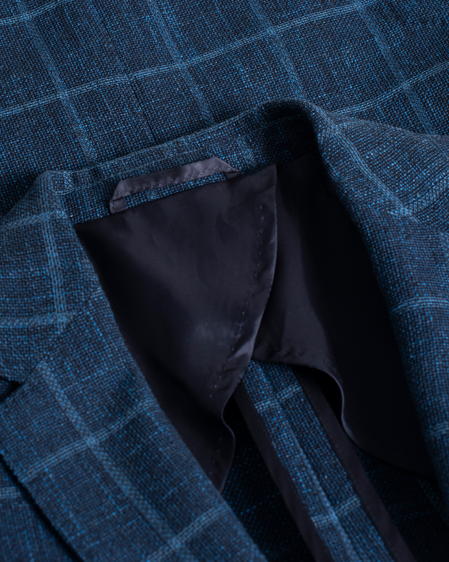 Herren | Hugo Boss Nobis Checked Blazer Dark Blue 46 | Pre-owned | Hugo Boss Nobis Checked Blazer Dark Blue 46