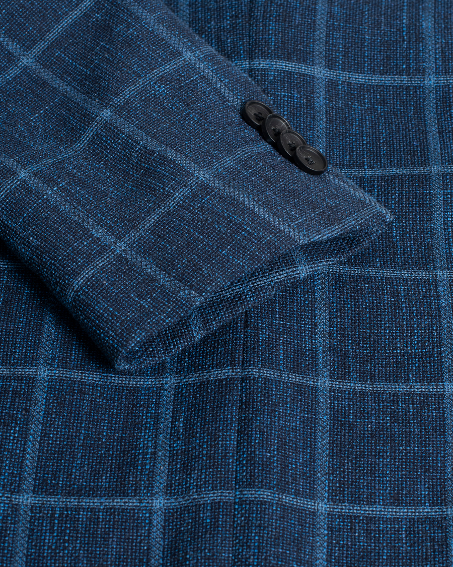 Herren | Hugo Boss Nobis Checked Blazer Dark Blue 46 | Pre-owned | Hugo Boss Nobis Checked Blazer Dark Blue 46