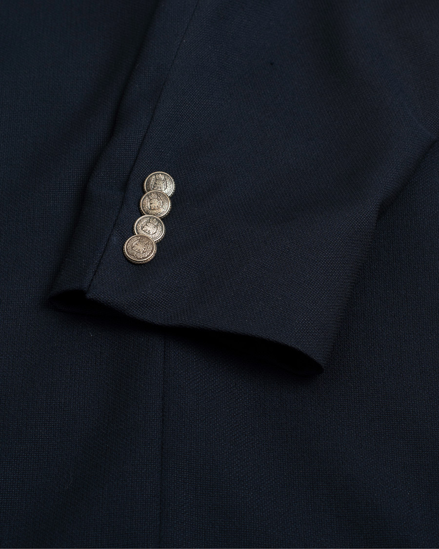Herren | Corneliani Wool Hopsack Club Blazer Navy 48 | Pre-owned | Corneliani Wool Hopsack Club Blazer Navy 48