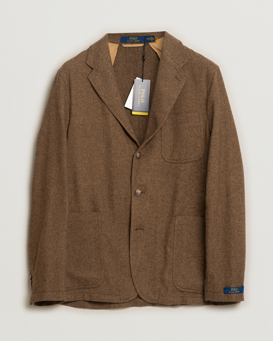 Herren | Polo Ralph Lauren Classic Herringbone Sportcoat Brown/Tan | Pre-owned | Polo Ralph Lauren Classic Herringbone Sportcoat Brown/Tan