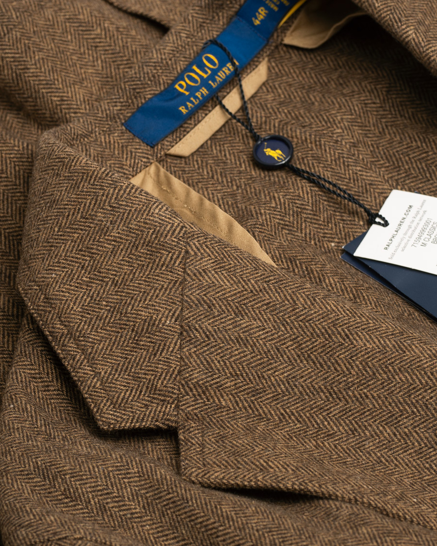 Herren | Polo Ralph Lauren Classic Herringbone Sportcoat Brown/Tan | Pre-owned | Polo Ralph Lauren Classic Herringbone Sportcoat Brown/Tan