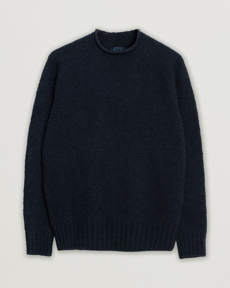 Herren | Drumohr Wool Boucle Mock Neck Navy 48 | Pre-owned | Drumohr Wool Boucle Mock Neck Navy 48