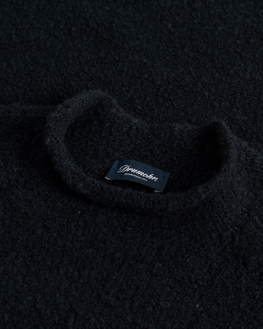 Herren | Drumohr Wool Boucle Mock Neck Navy 48 | Pre-owned | Drumohr Wool Boucle Mock Neck Navy 48