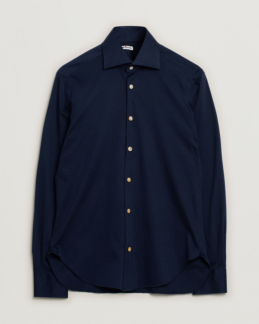 Herren | Kiton Cotton Jersey Shirt Navy | Pre-owned | Kiton Cotton Jersey Shirt Navy