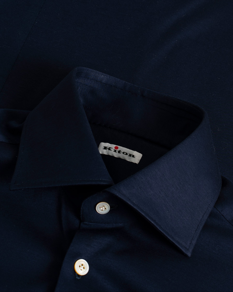 Herren | Kiton Cotton Jersey Shirt Navy | Pre-owned | Kiton Cotton Jersey Shirt Navy