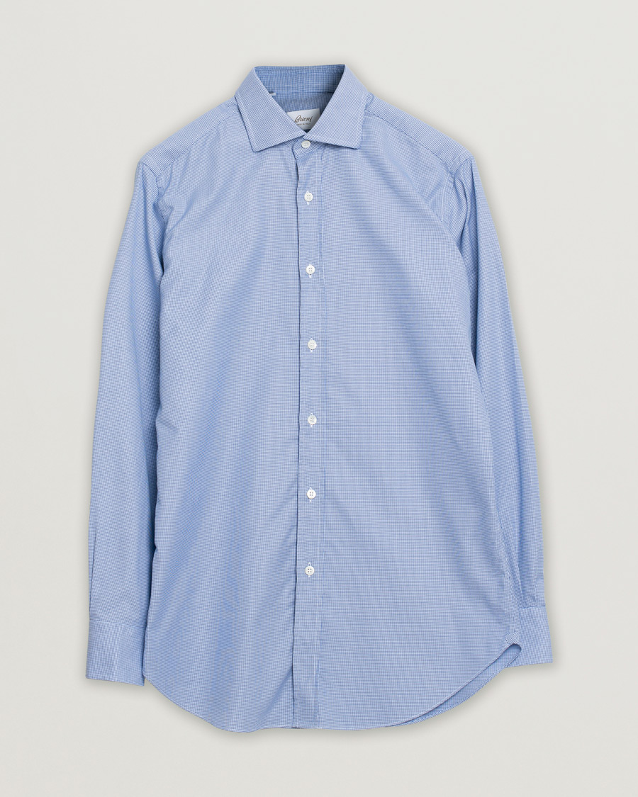 Herren | Brioni Slim Fit Micro Structure Dress Shirt Light Blue | Pre-owned | Brioni Slim Fit Micro Structure Dress Shirt Light Blue