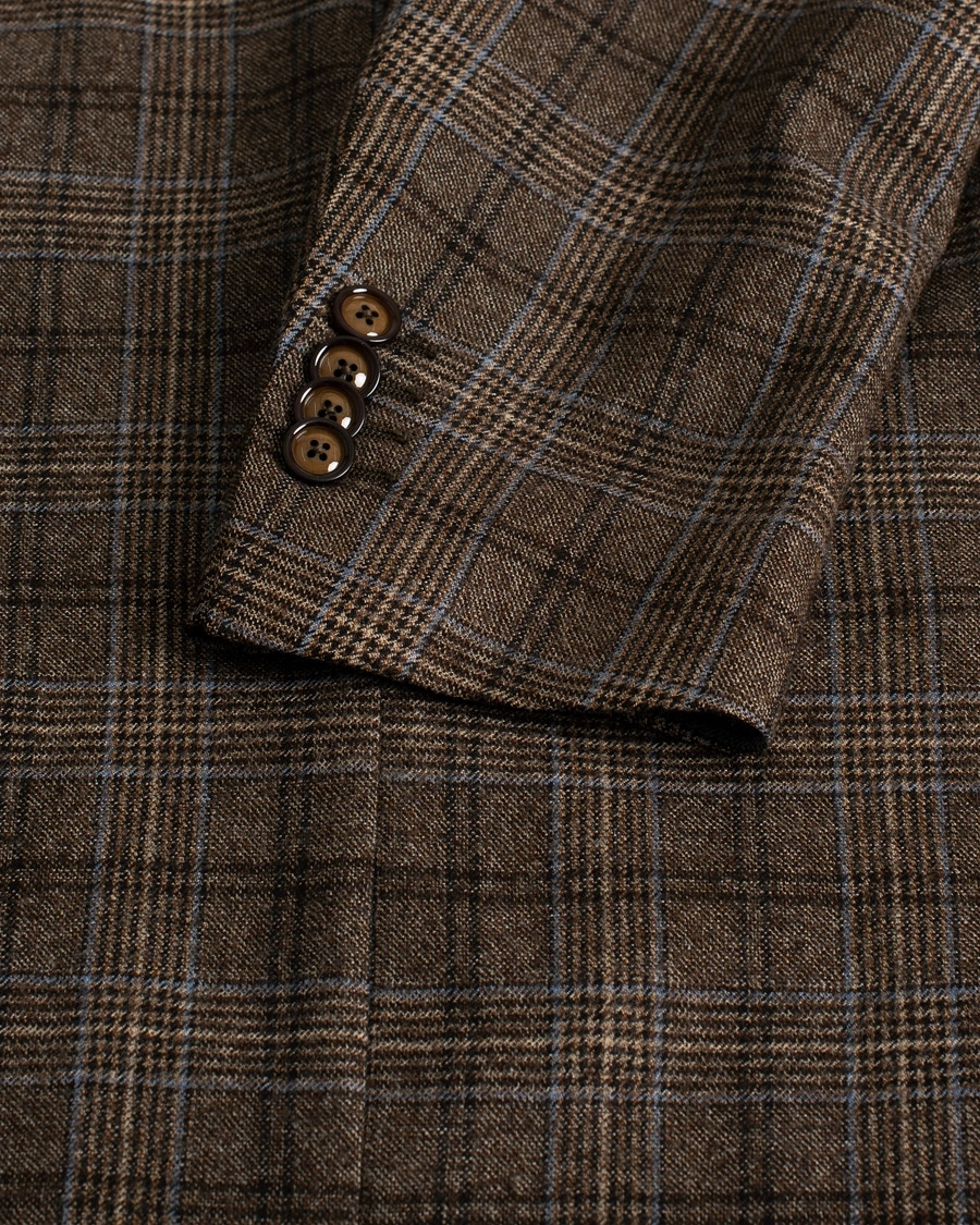 Herren | Tagliatore Check Wool Blazer Brown 48 | Pre-owned | Tagliatore Check Wool Blazer Brown 48