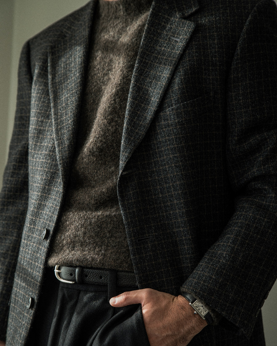 Herren | Pre-owned Sakkos | Pre-owned | Ermenegildo Zegna Vintage Wool Checked Blazer Dark Grey 50