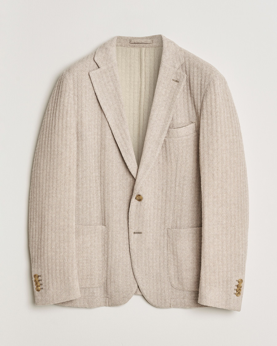 Herren | Pre-owned Sakkos | Pre-owned | L.B.M. 1911 Knitted Punto Wool Structure Blazer Camel 54