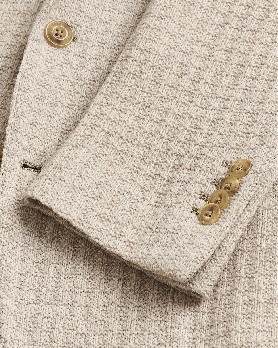 Herren | Pre-owned Sakkos | Pre-owned | L.B.M. 1911 Knitted Punto Wool Structure Blazer Camel 54