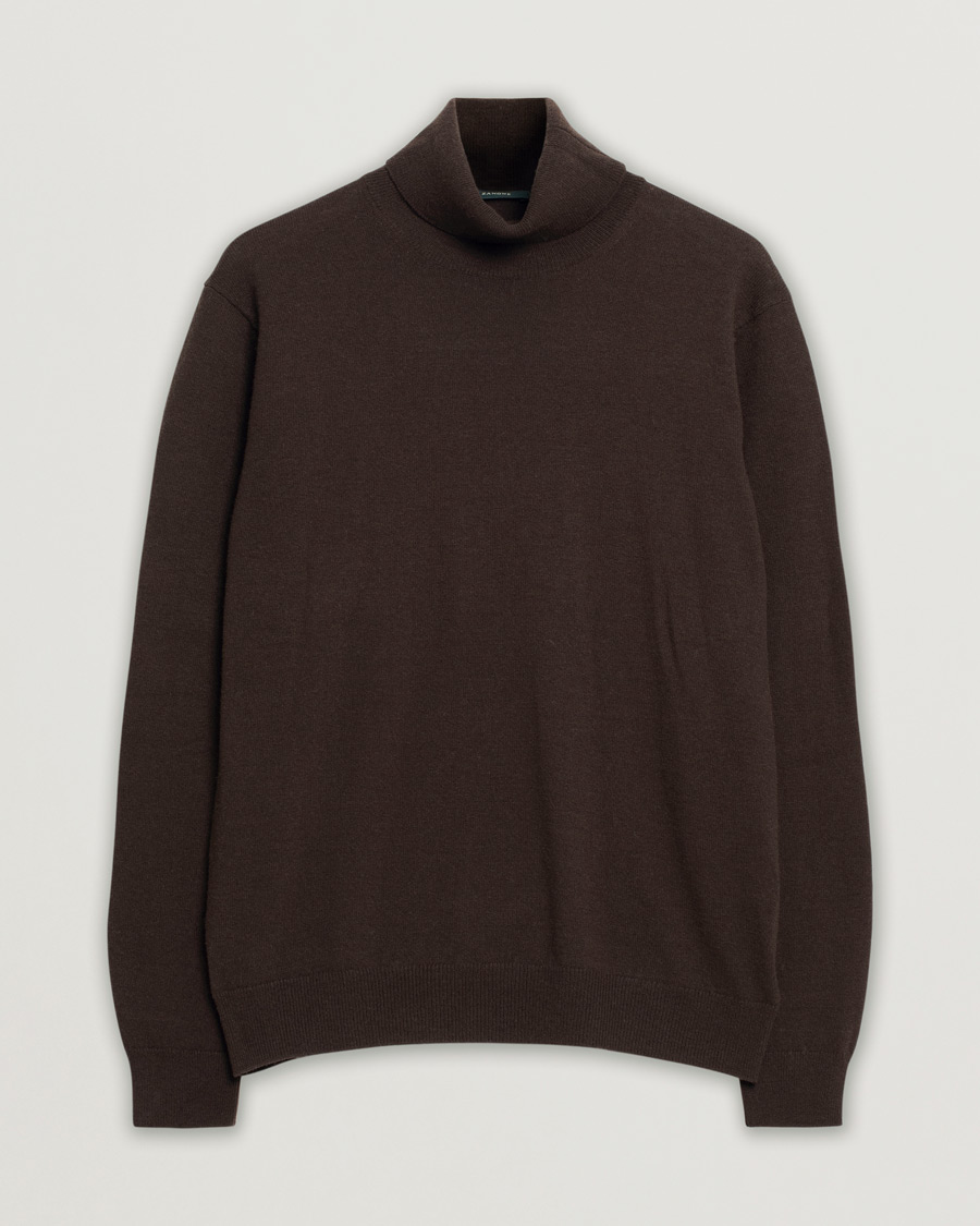 Herren | Zanone Virgin Wool/Cashmere Rollneck Brown 50 | Pre-owned | Zanone Virgin Wool/Cashmere Rollneck Brown 50