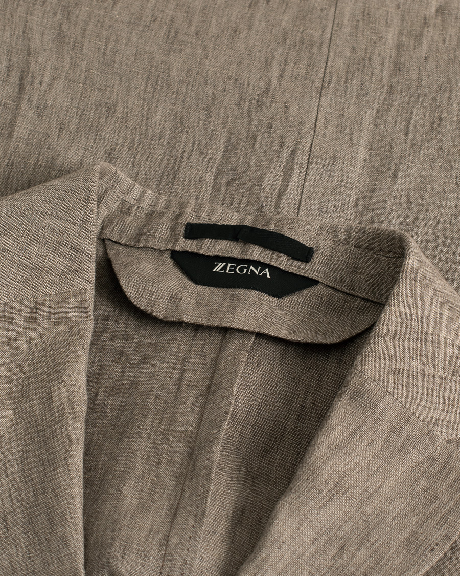 Herren | Pre-owned Sakkos | Pre-owned | Zegna Unconstructed Linen Blazer Beige 50