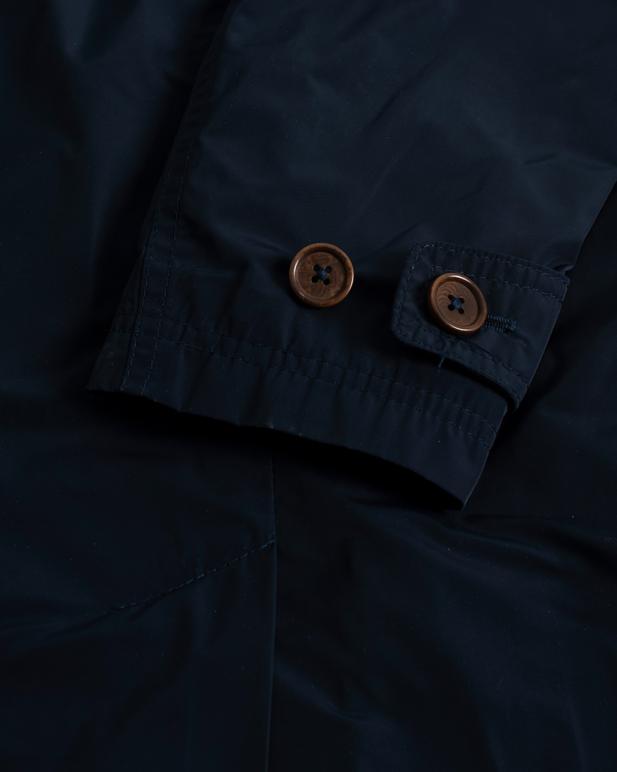 Herren | Morris Heritage Double Breasted Nylon Coat Navy 46 | Pre-owned | Morris Heritage Double Breasted Nylon Coat Navy 46