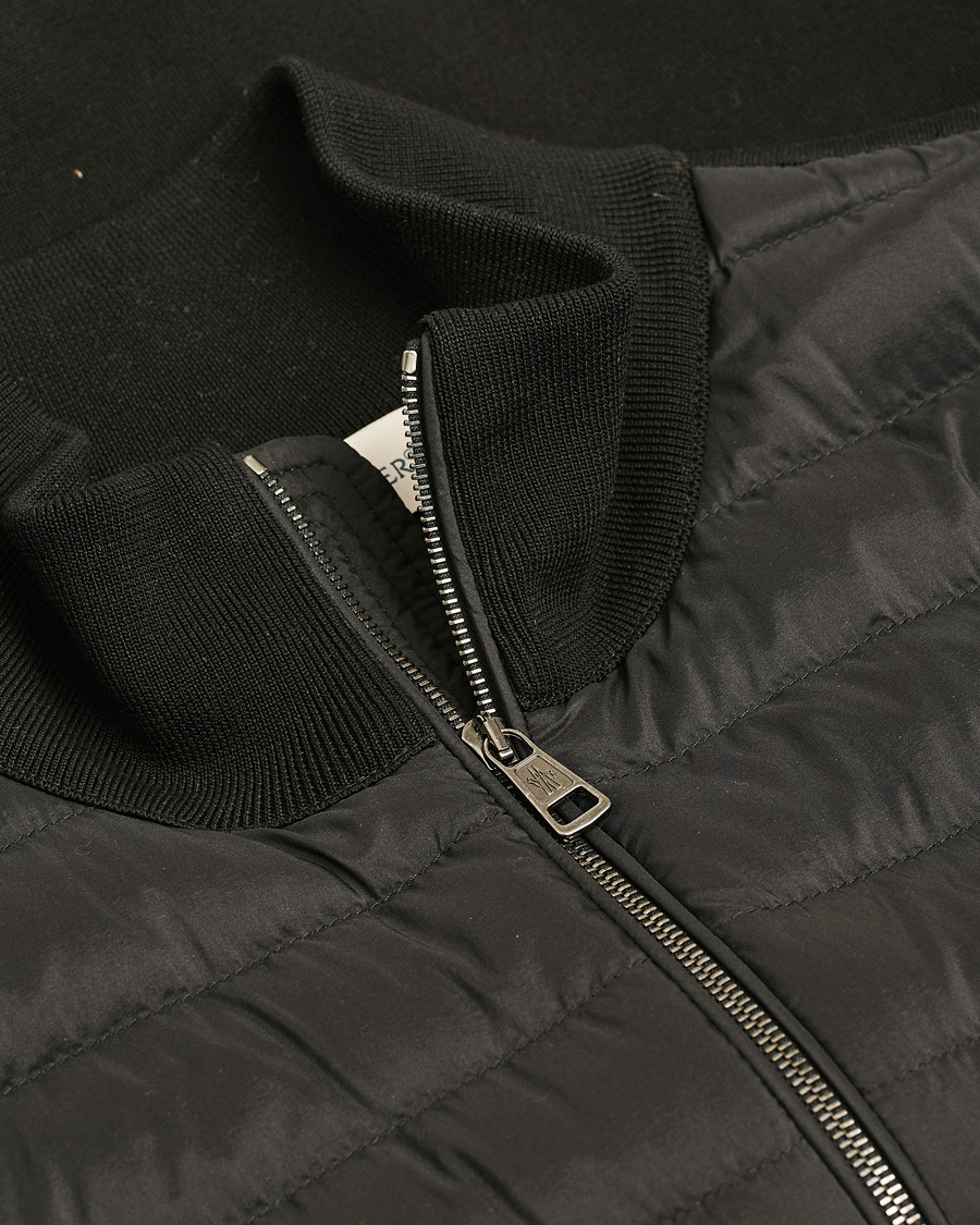 Herren | Moncler Hybrid Zip Cardigan Black | Pre-owned | Moncler Hybrid Zip Cardigan Black