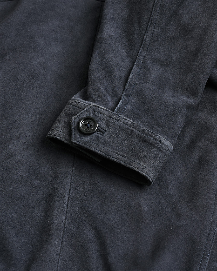 Herren | Pre-owned Jacken | Pre-owned | BOSS Malbano Suede Jacket Blue Grey 48