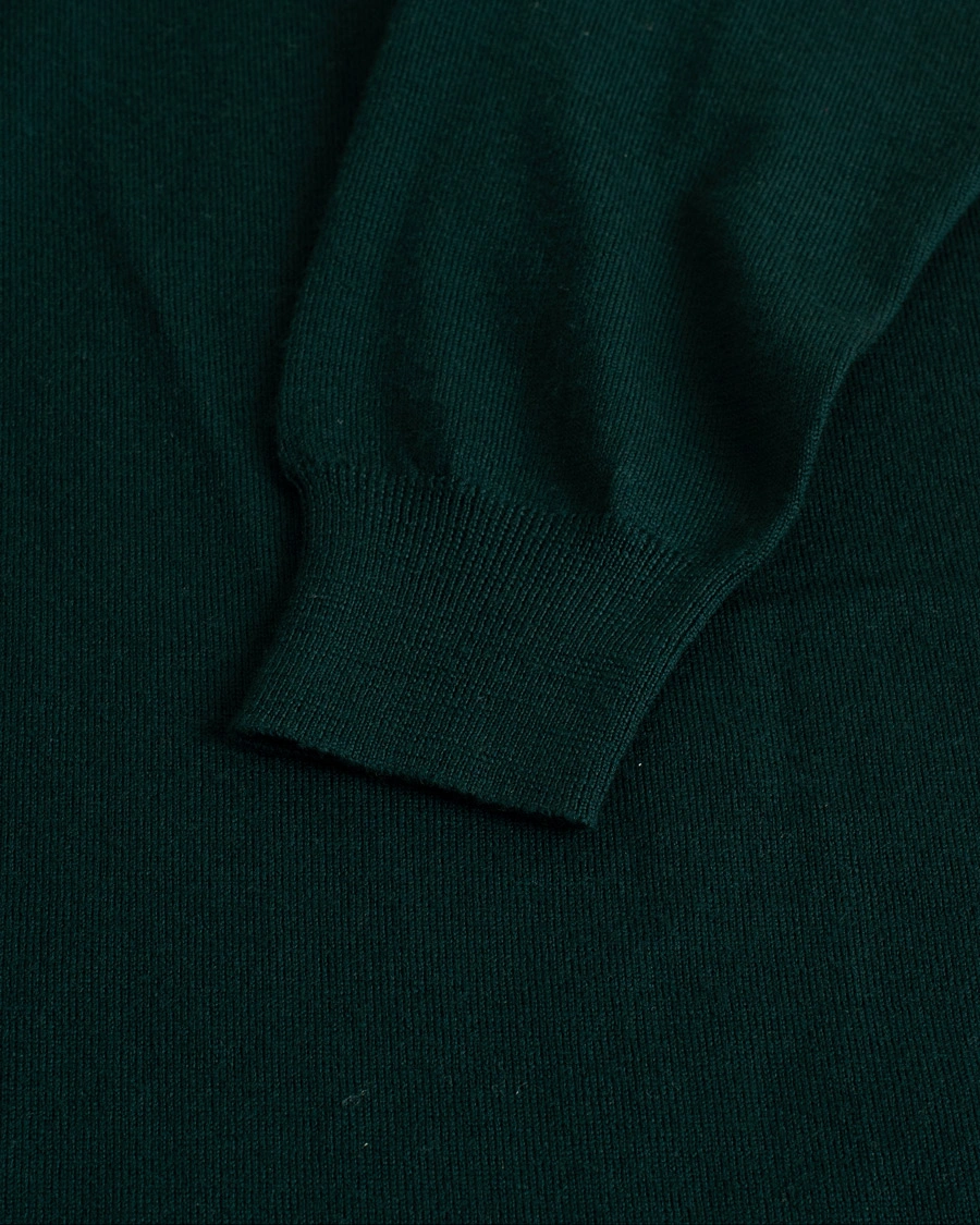 Herren | Drake's Long Sleeve Knit Polo Green L | Pre-owned | Drake's Long Sleeve Knit Polo Green L