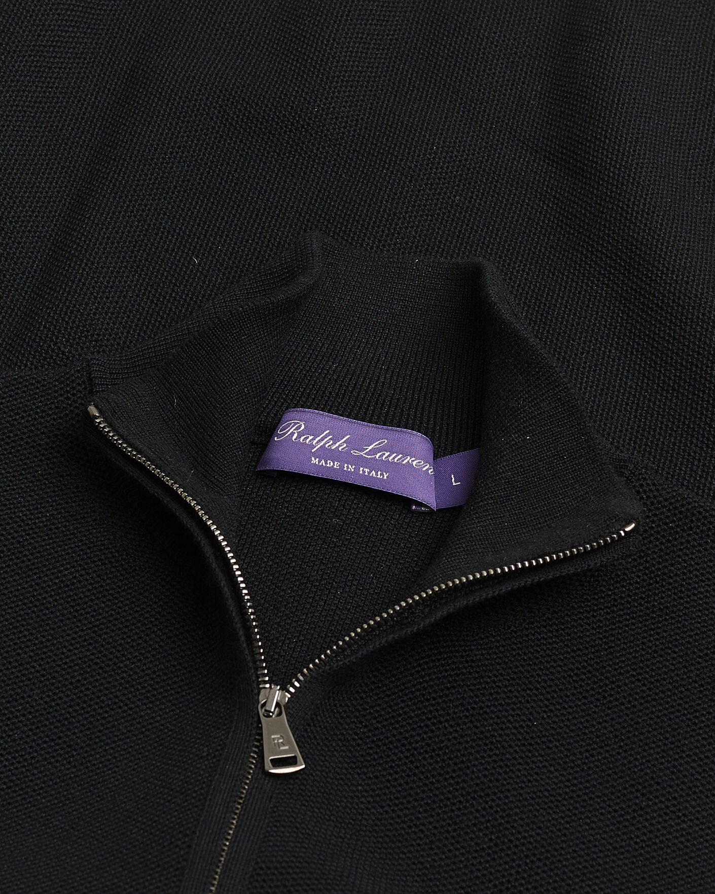 Herren | Pre-owned Pullover | Pre-owned | Ralph Lauren Purple Label Wool Pique Half Zip Polo Black L
