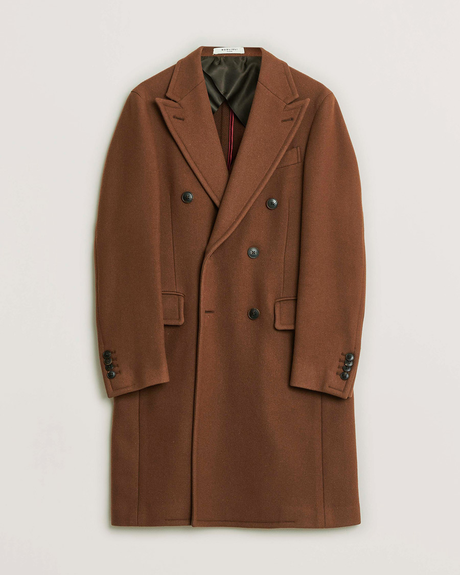 Herren | Boglioli Double Breasted Wool Coat Rust Brown 46 | Pre-owned | Boglioli Double Breasted Wool Coat Rust Brown 46
