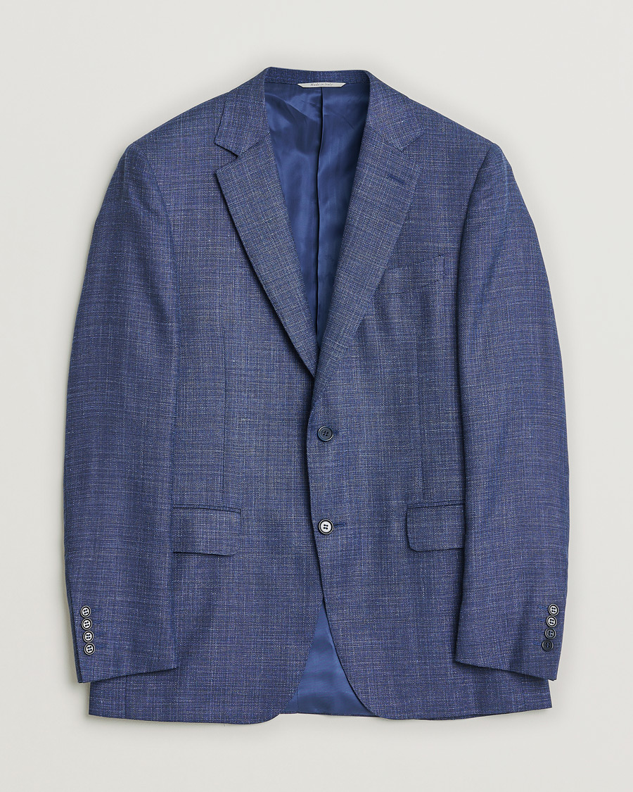 Herren | Pre-owned Sakkos | Pre-owned | Canali Wool, Silk & Linen Blazer Navy Melange 48