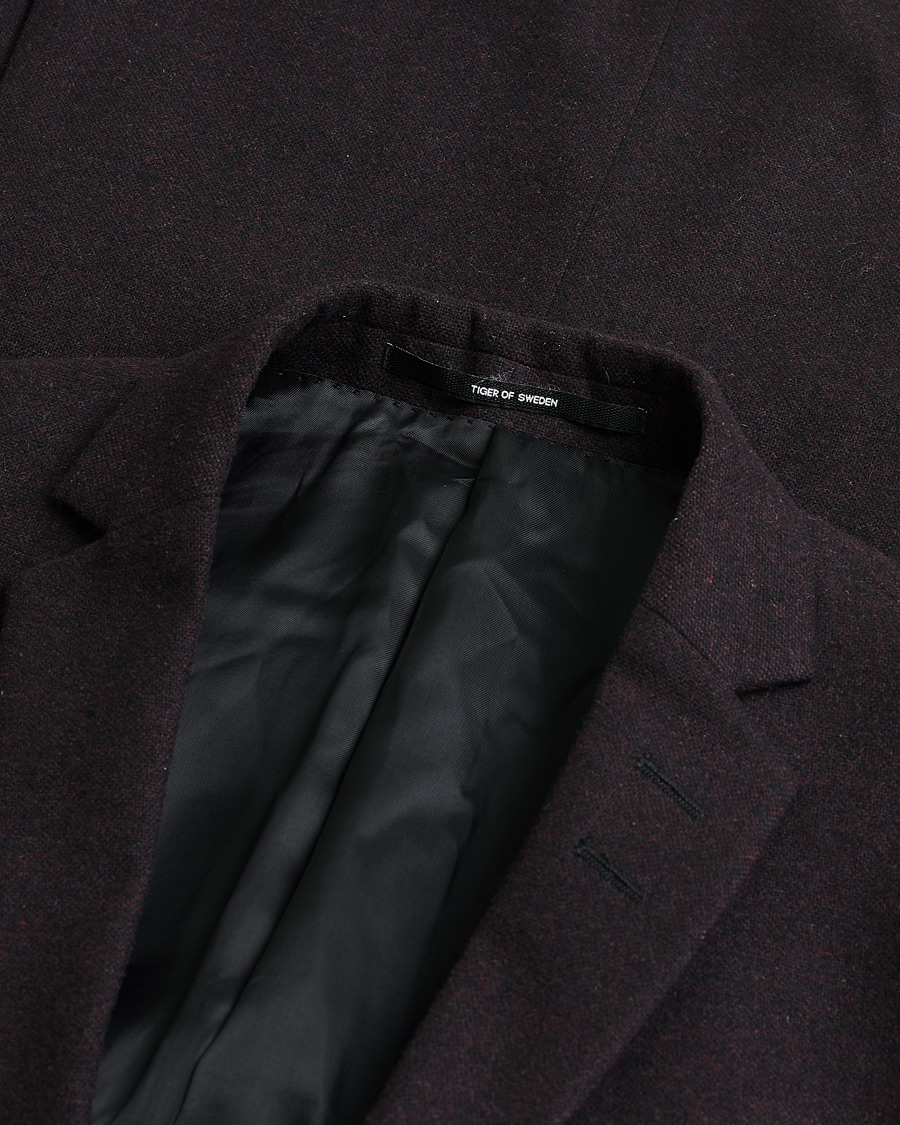 Herren | Pre-owned Sakkos | Pre-owned | Tiger of Sweden Flannel Wool Blazer Burgundy 48