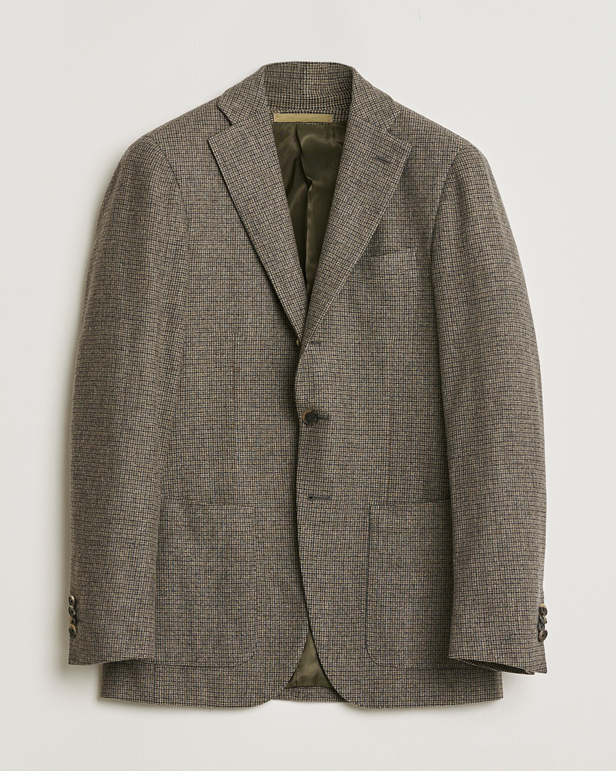 Herren | Pre-owned Sakkos | Pre-owned | Caruso Wool Houndstooth Blazer Brown 46
