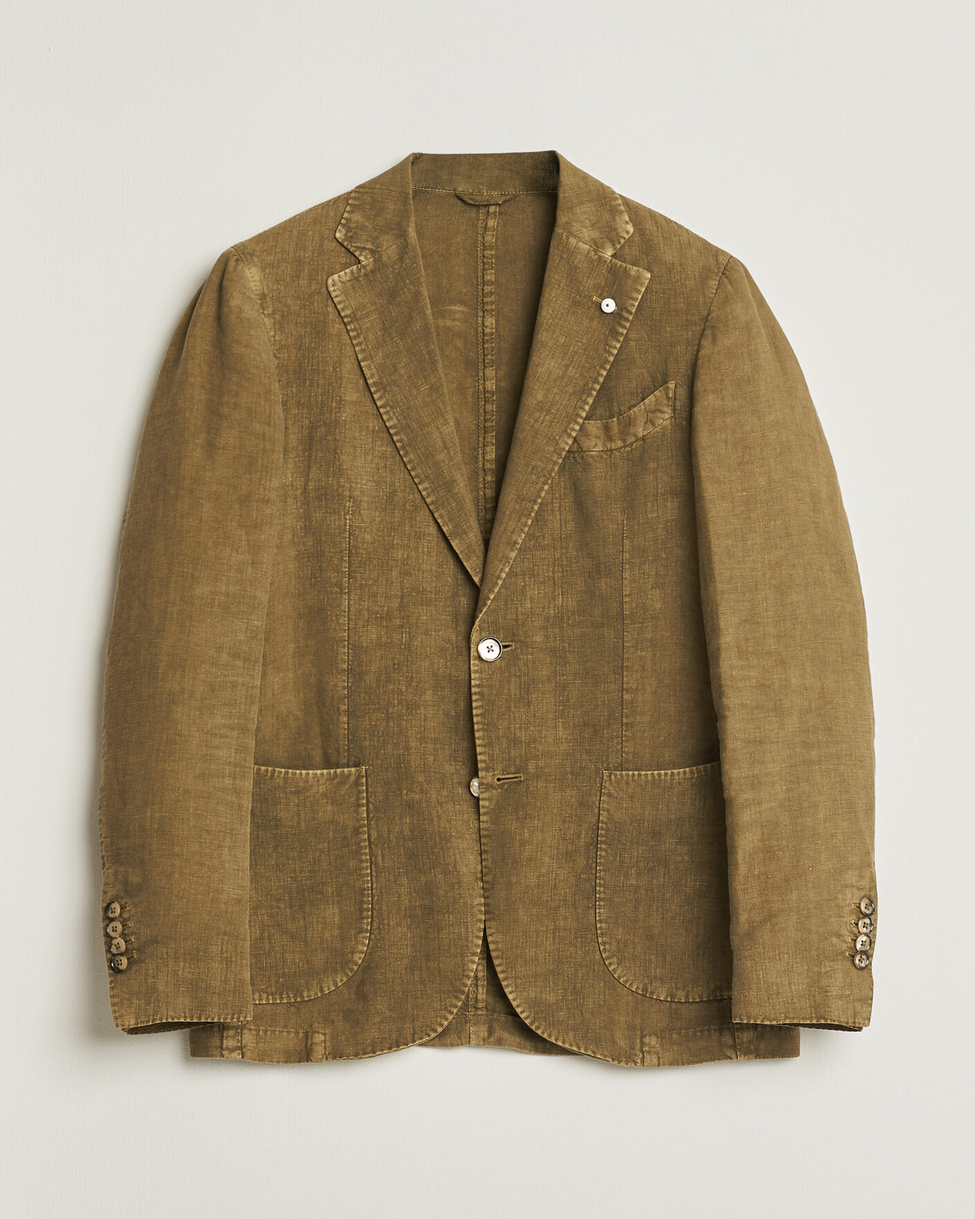 Herren | Pre-owned Sakkos | Pre-owned | L.B.M. 1911 Jack Regular Fit Linen Blazer Olive 46